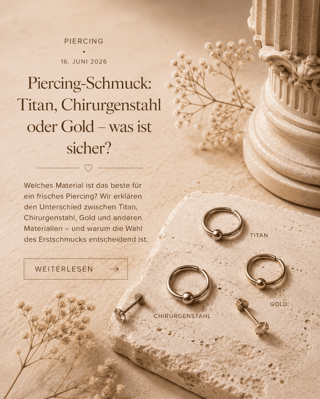 Piercing-Schmuck: Titan, Chirurgenstahl oder Gold – was ist sicher?